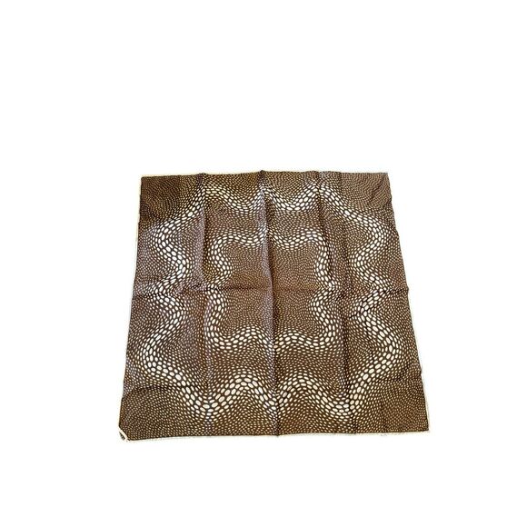 Nice Scarf Satin Acetate Vintage Japan Brown Gold cream Print Square - Picture 3 of 9